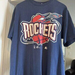 Houston Rockets Starter 90s Retro style Navy T shirt Basketball NBA Tshirt